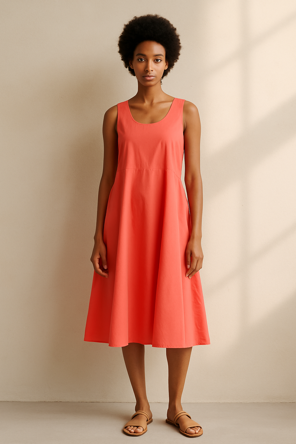Lara A-Lijn Zomerjurk – Coral – Front