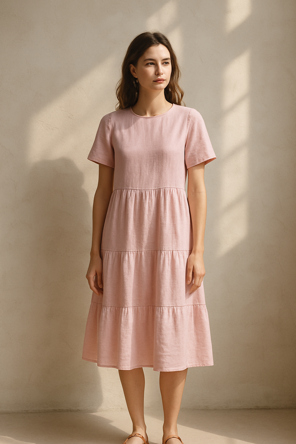Zomerroos Luchtige Zomerjurk – PastelPink – Front